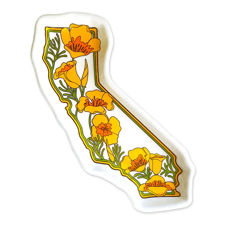 California State with Poppies Trinket Tray - Zinnias Gift Boutique