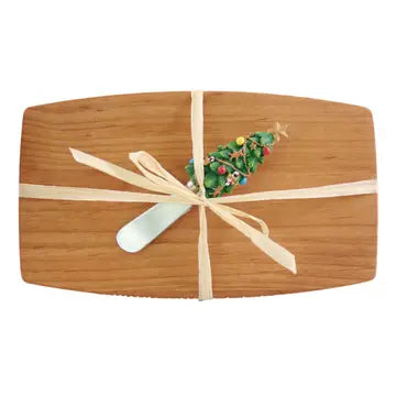 Alder Pate Board w/ Cheese Spreader Knife - Christmas Tree - Zinnias Gift Boutique