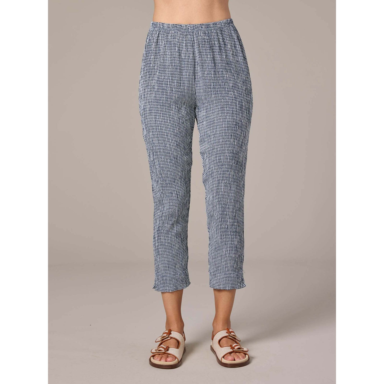 Tapered Crop Pant Crinkle Check - Zinnias Gift Boutique
