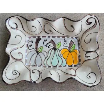 Small Baking Dish - Swirl Pumpkins - Zinnias Gift Boutique