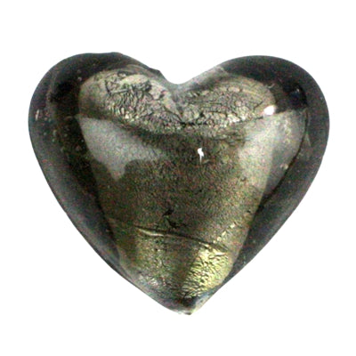 Venetian Glass Heart - Platinum - Zinnias Gift Boutique