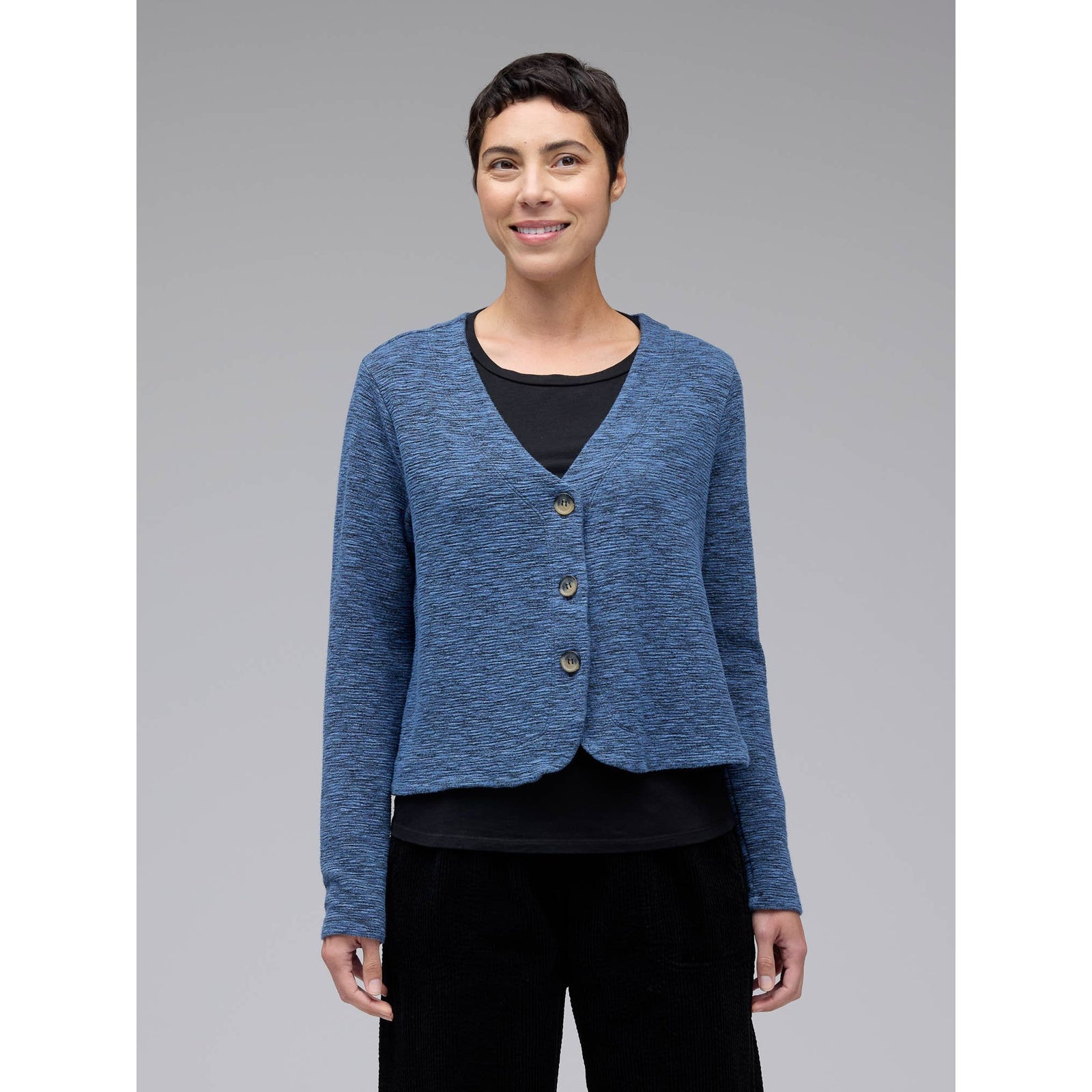 Three Button Jacket - Seal - Zinnias Gift Boutique