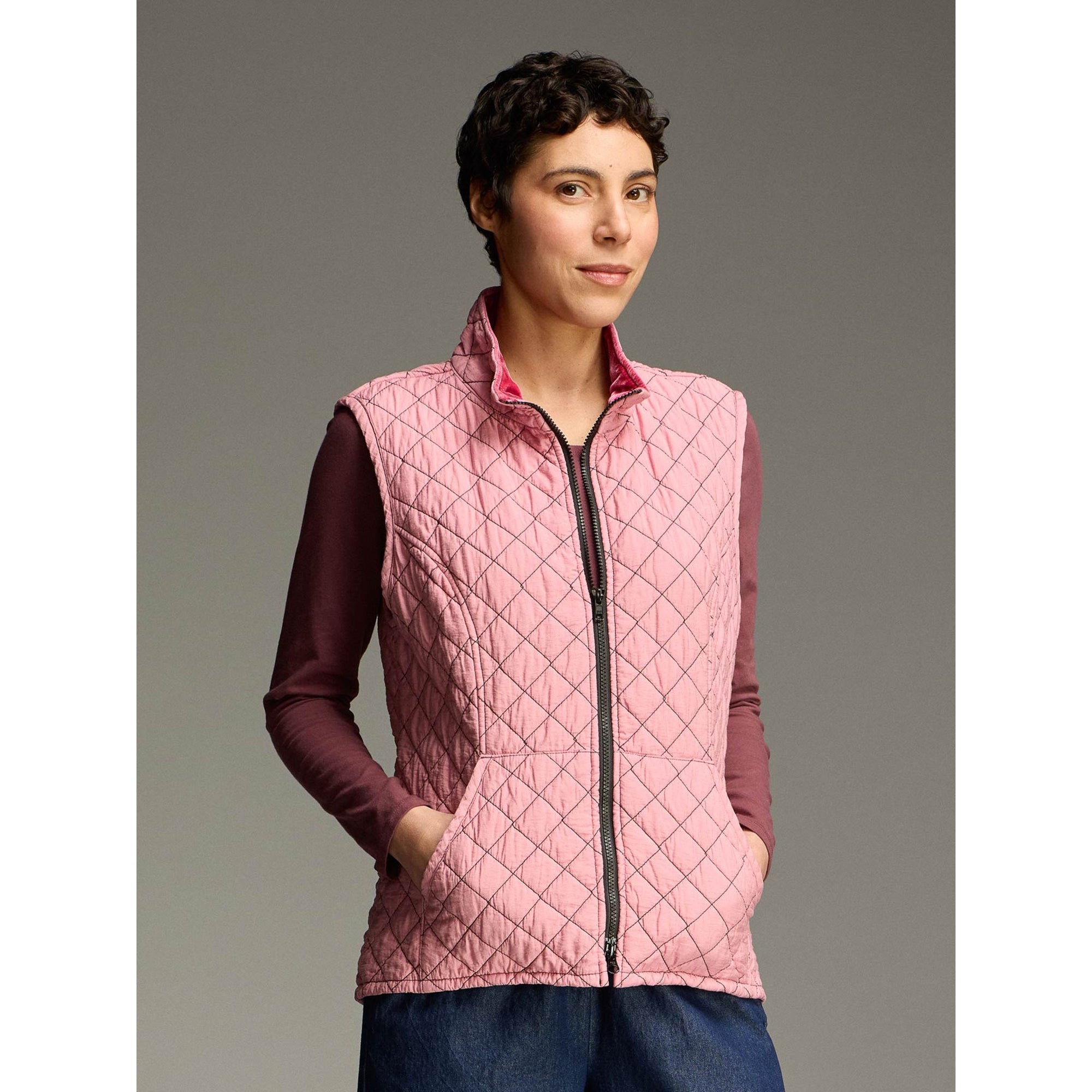 Zip Up Quilted Vest - Zinnias Gift Boutique