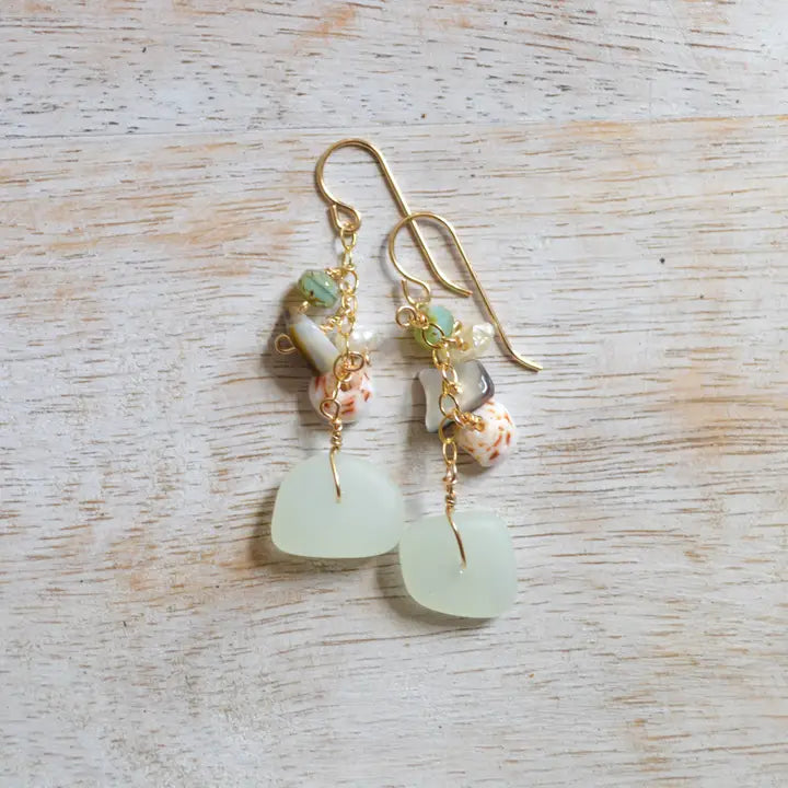 Opaque Sea Foam Glass Earrings - GF - Zinnias Gift Boutique