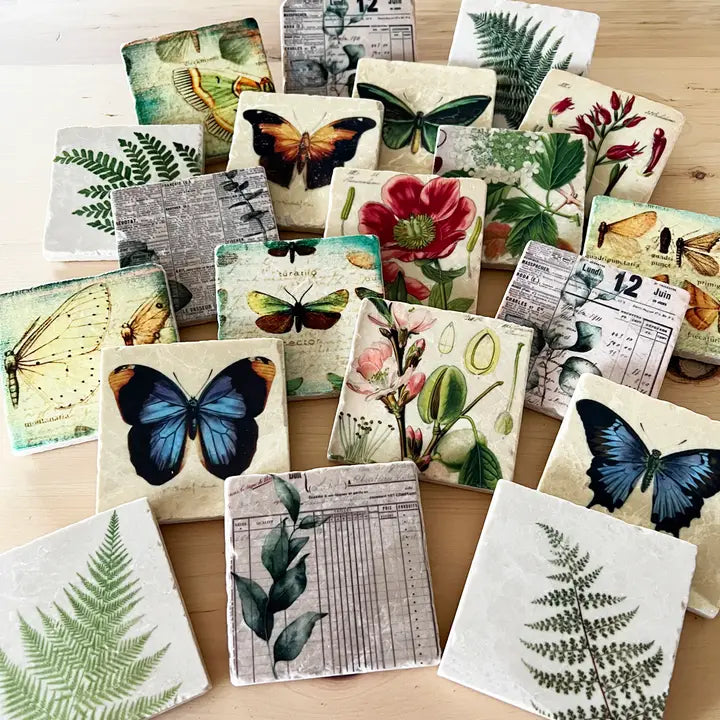 Butterflies and Botanicals Coasters - Zinnias Gift Boutique