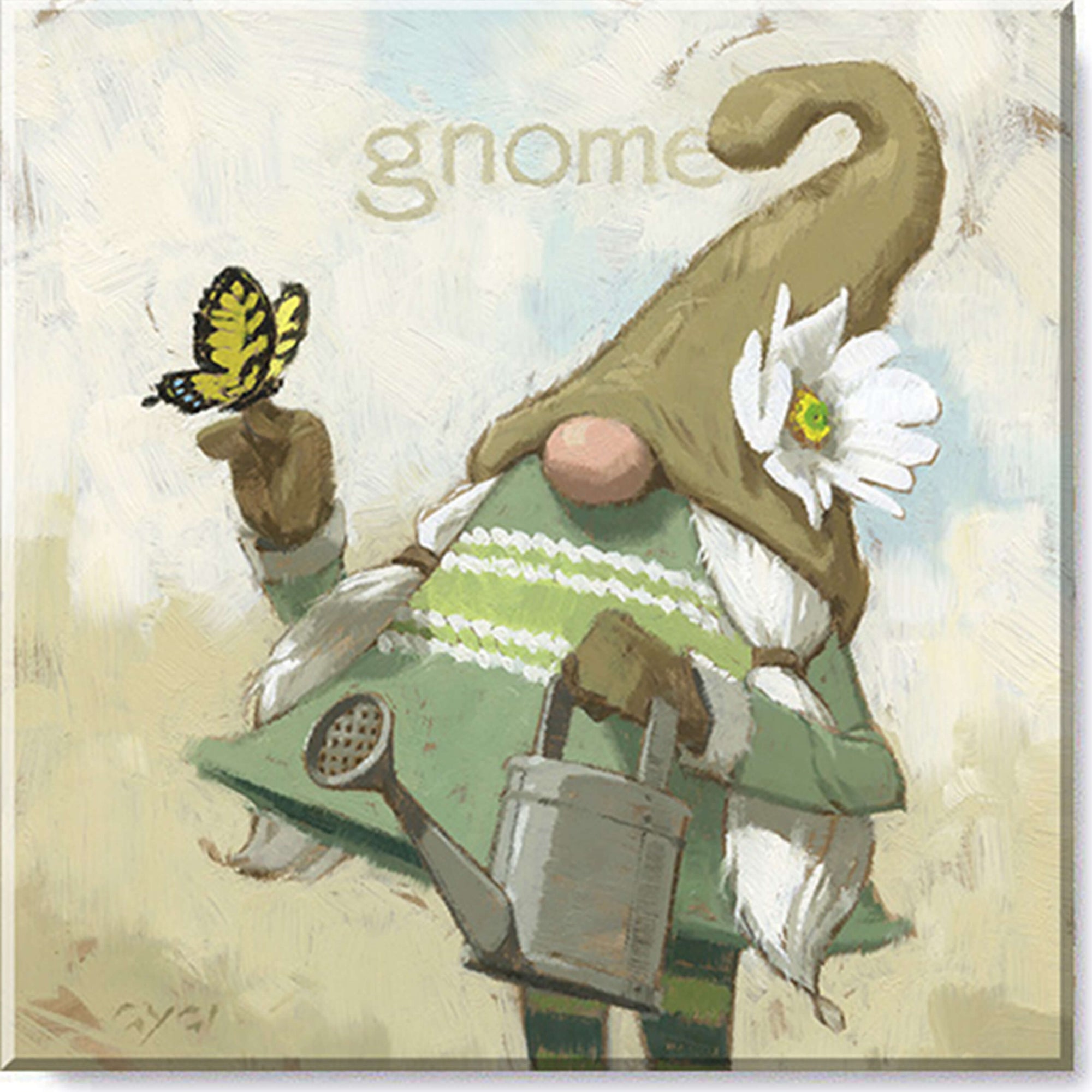 Garden Gnome Giclee Wall Art - Zinnias Gift Boutique