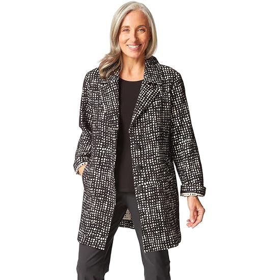 Autumn Check Paris Car Coat - Black - Zinnias Gift Boutique