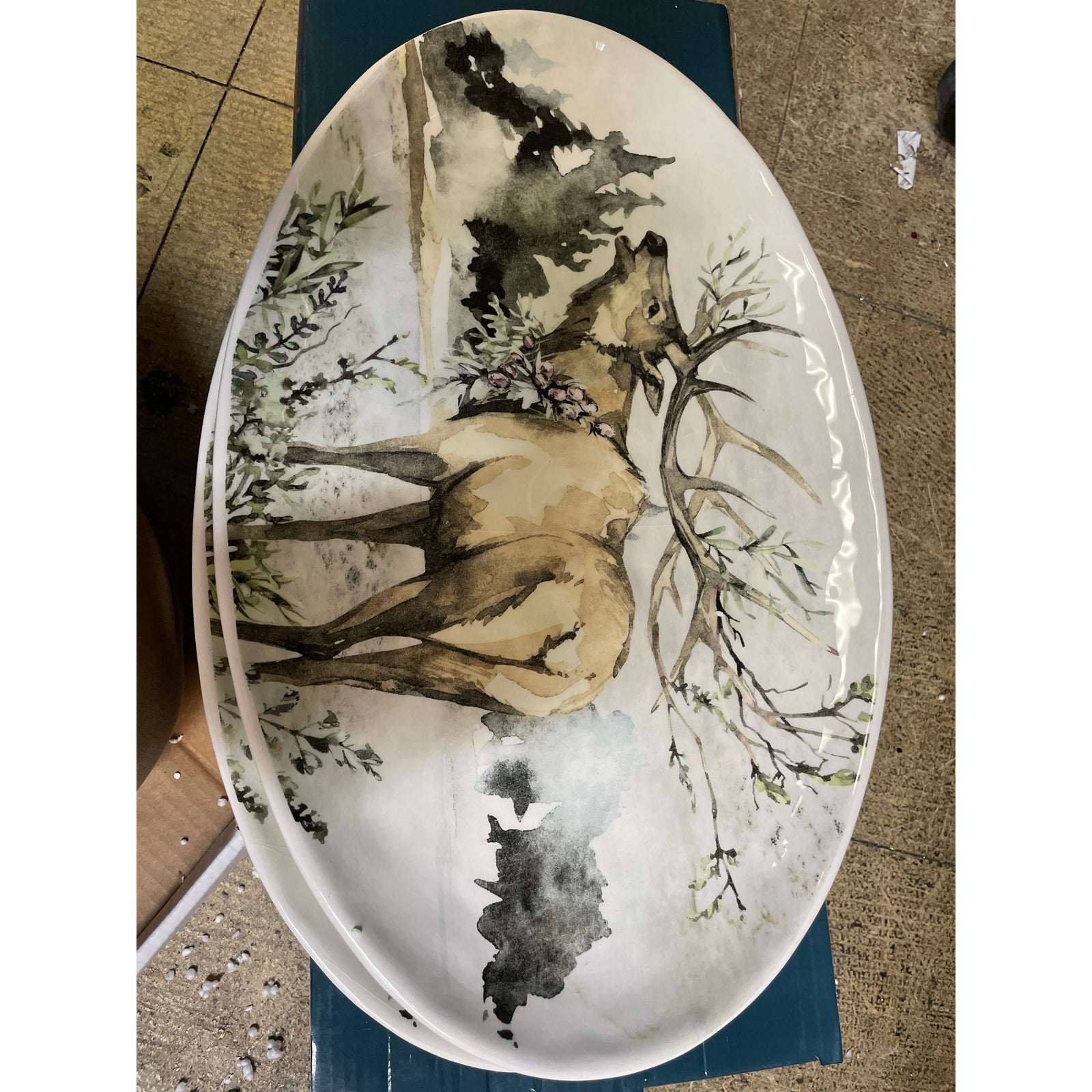 Oval Platter Deer Antlers - Zinnias Gift Boutique
