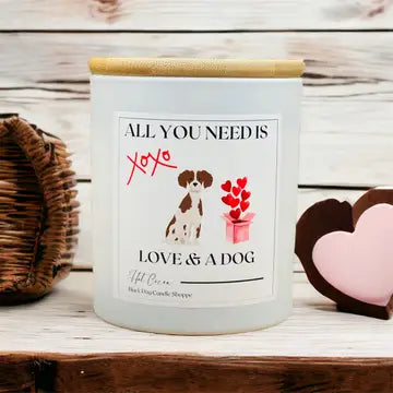 All You Need Is Love &amp; A Dog Valentines Day Candle