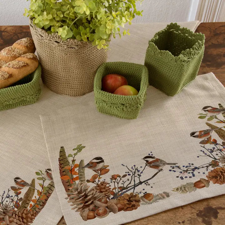 Fall Autumn Chickadees Placemat Oyster - Zinnias Gift Boutique