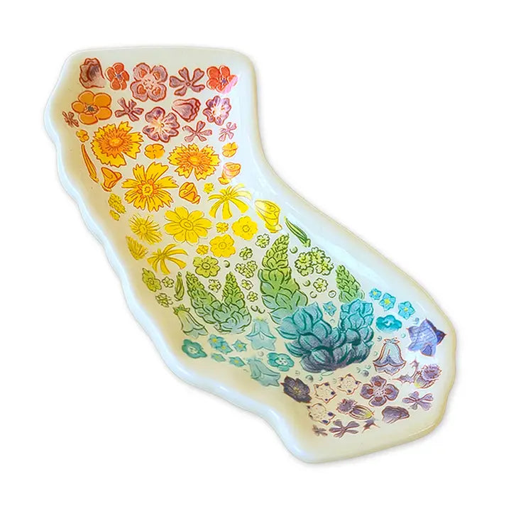 California Shaped Floral Rainbow Trinket Tray - Zinnias Gift Boutique
