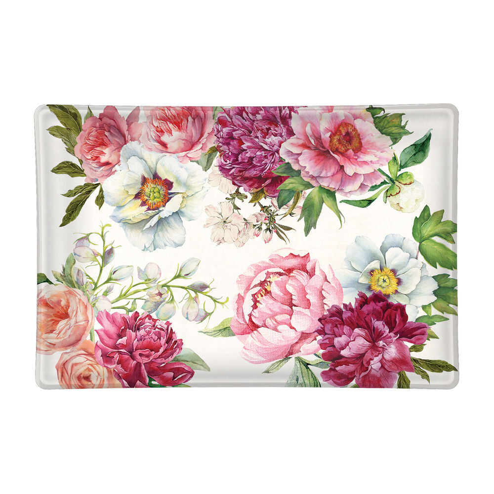 Blush Peony Rect Glass Soap Dish - Zinnias Gift Boutique