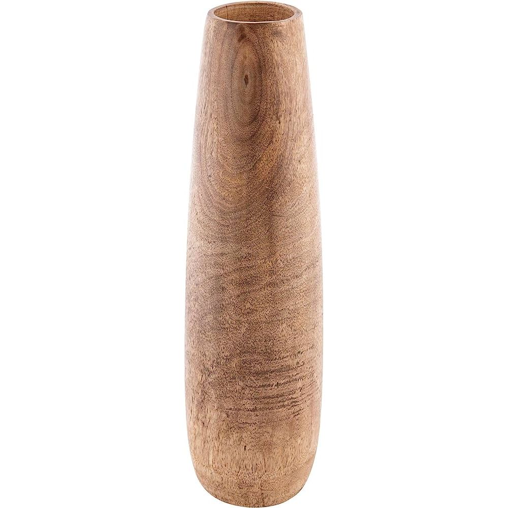 Natural Finish Wood Vase L - Zinnias Gift Boutique