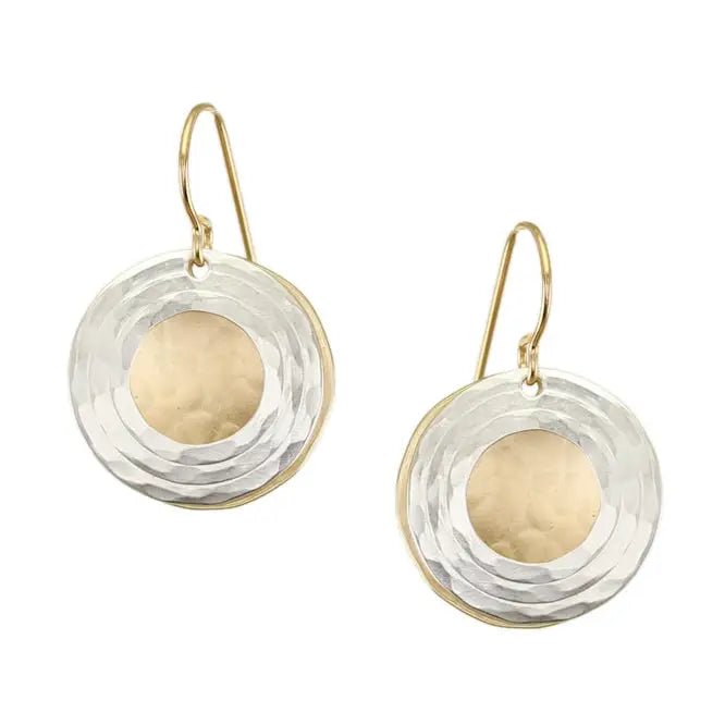 Medium Textured Ring and Disc Wire Earrings