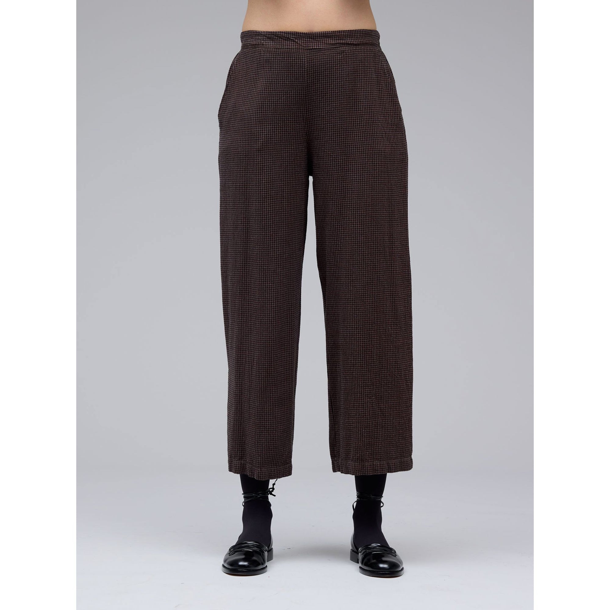 Crop Mini Check Wide Leg - Cola - Zinnias Gift Boutique