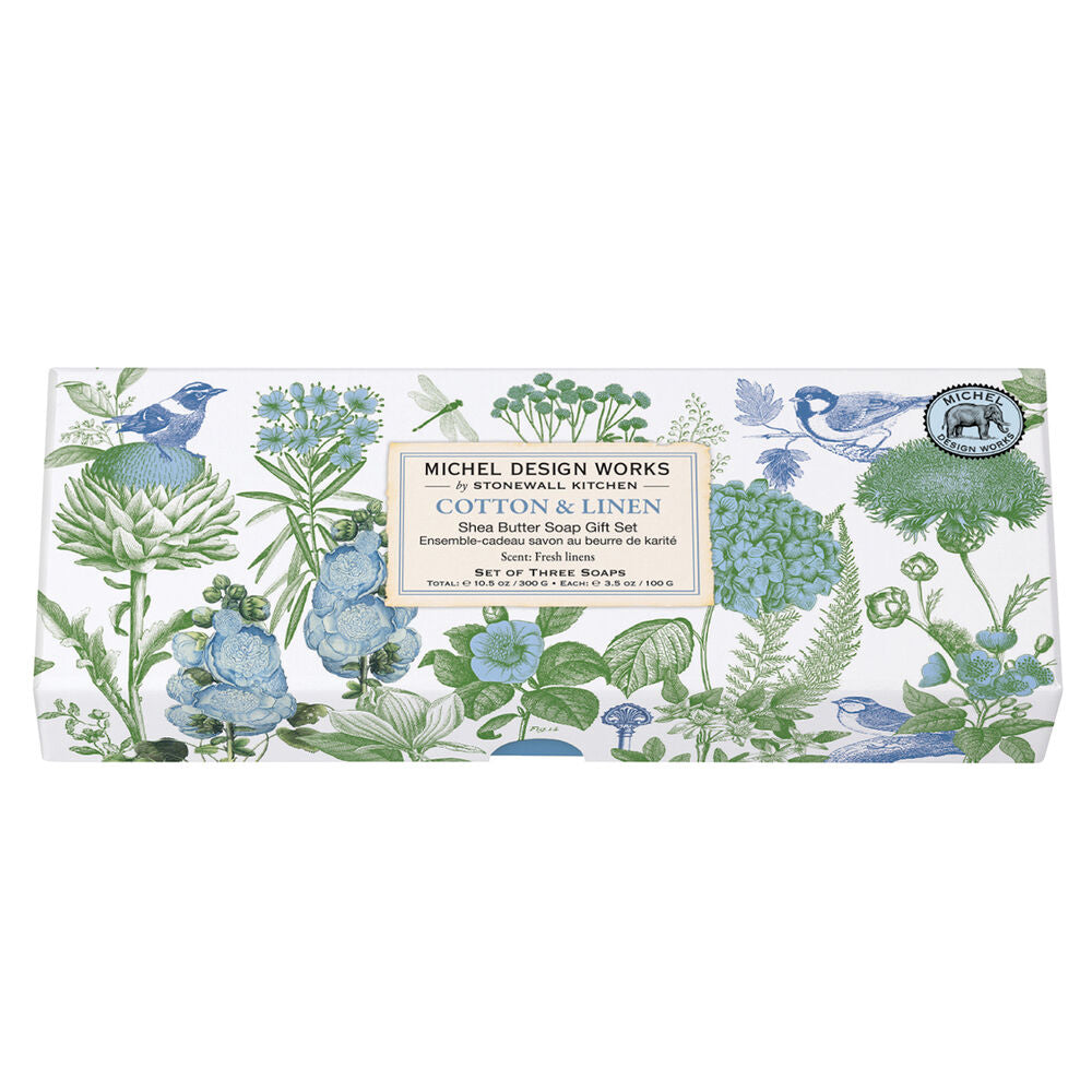 Cotton &amp; Linen Soap Gift Set - Zinnias Gift Boutique