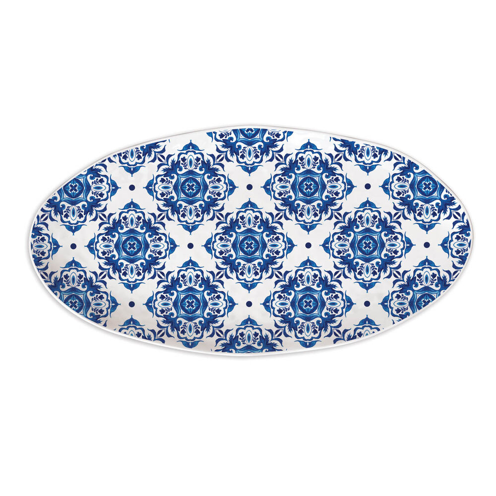 Indigo Seas Melamine Oval Tray - Zinnias Gift Boutique