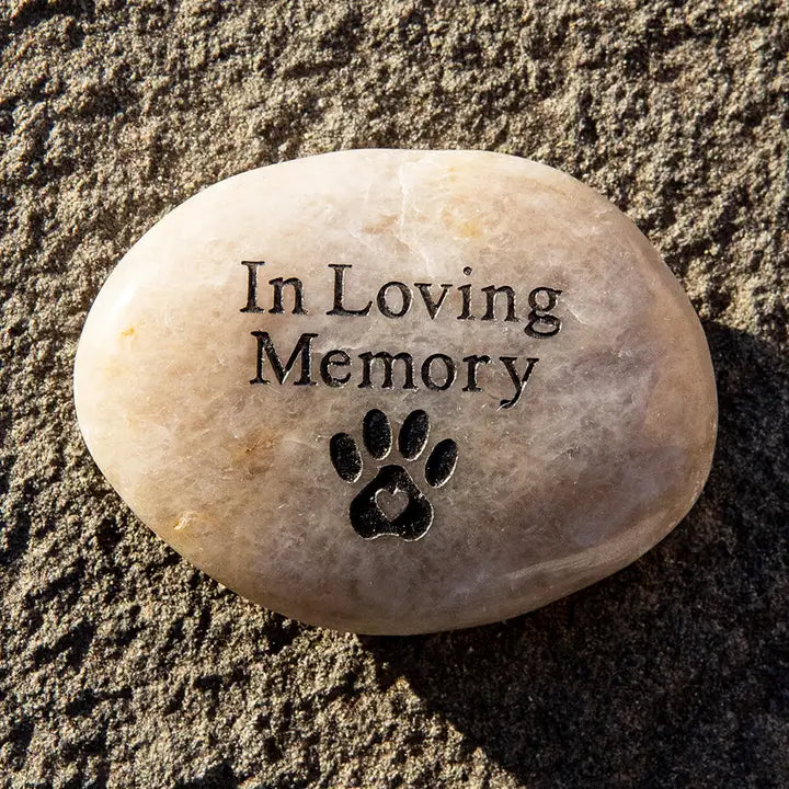 In Loving Memory River Rock - Pawprint - Zinnias Gift Boutique