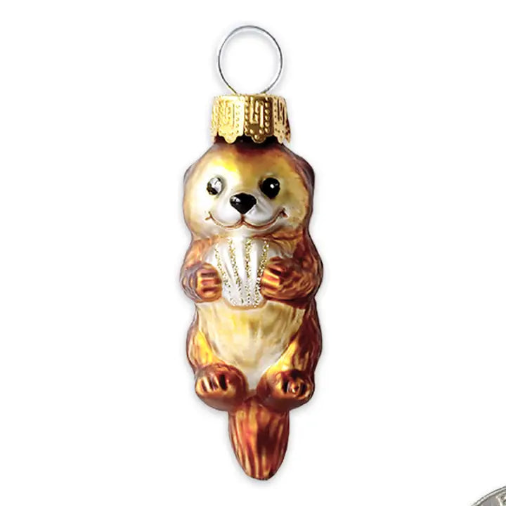 Mini Sea Otter Glass Ornament - Zinnias Gift Boutique