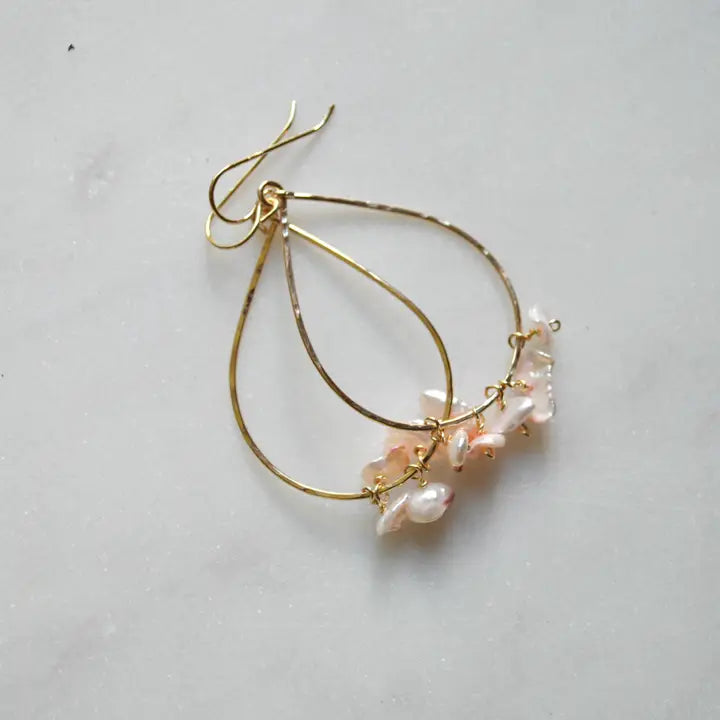 Light Pink Keshi Teardrops - Gold Fill - Zinnias Gift Boutique
