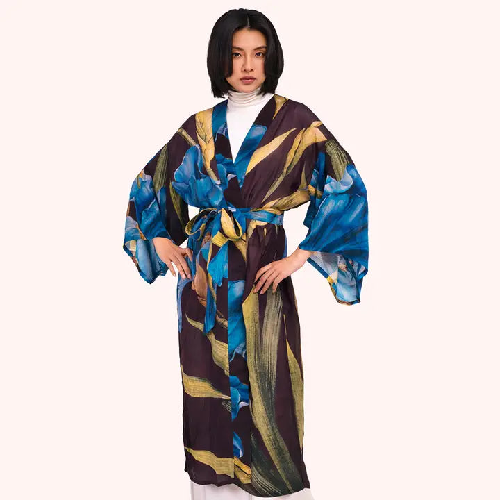 Iris Long Kimono Gown - Zinnias Gift Boutique