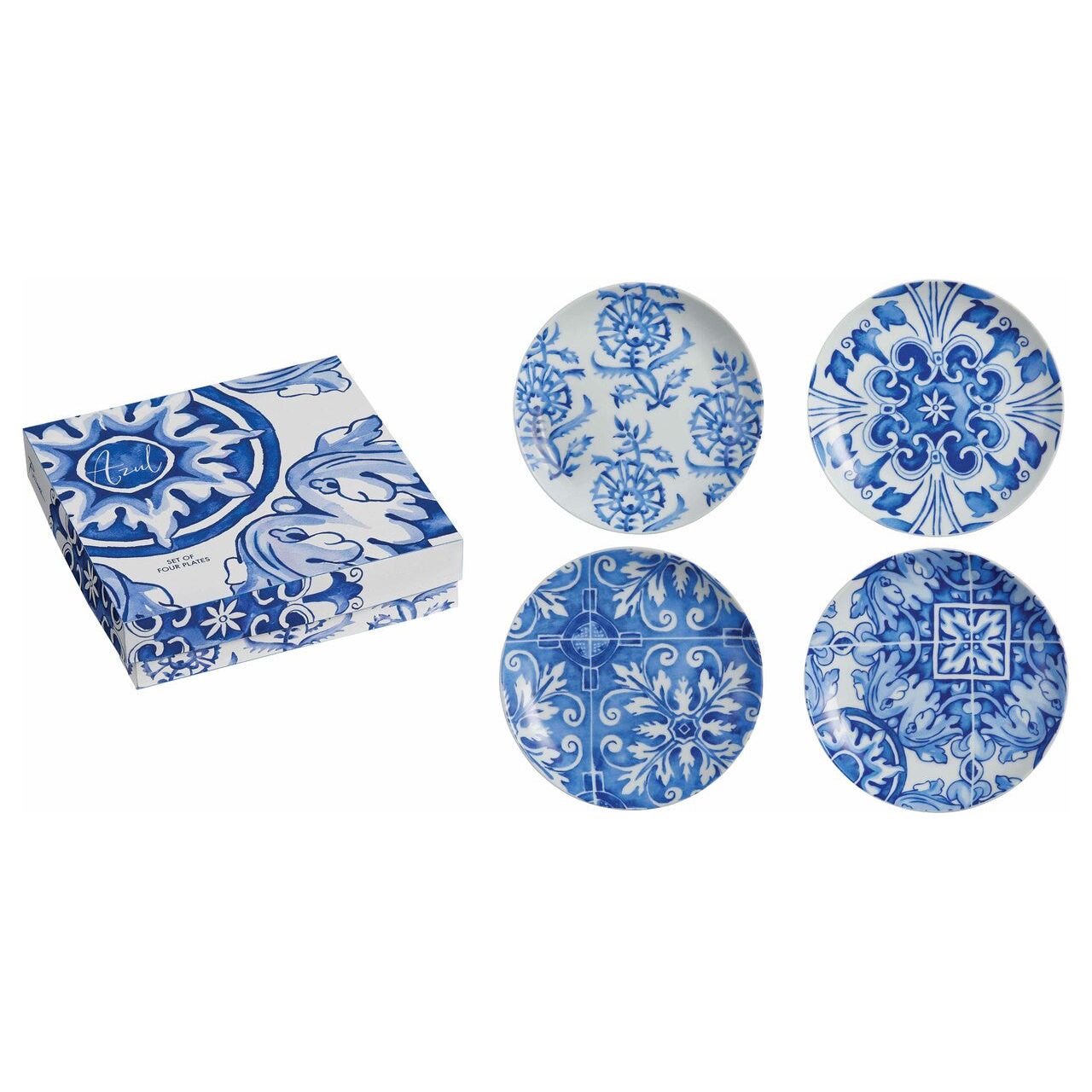 App Plates beautiful blues Gift Boxed set 4 - Zinnias Gift Boutique