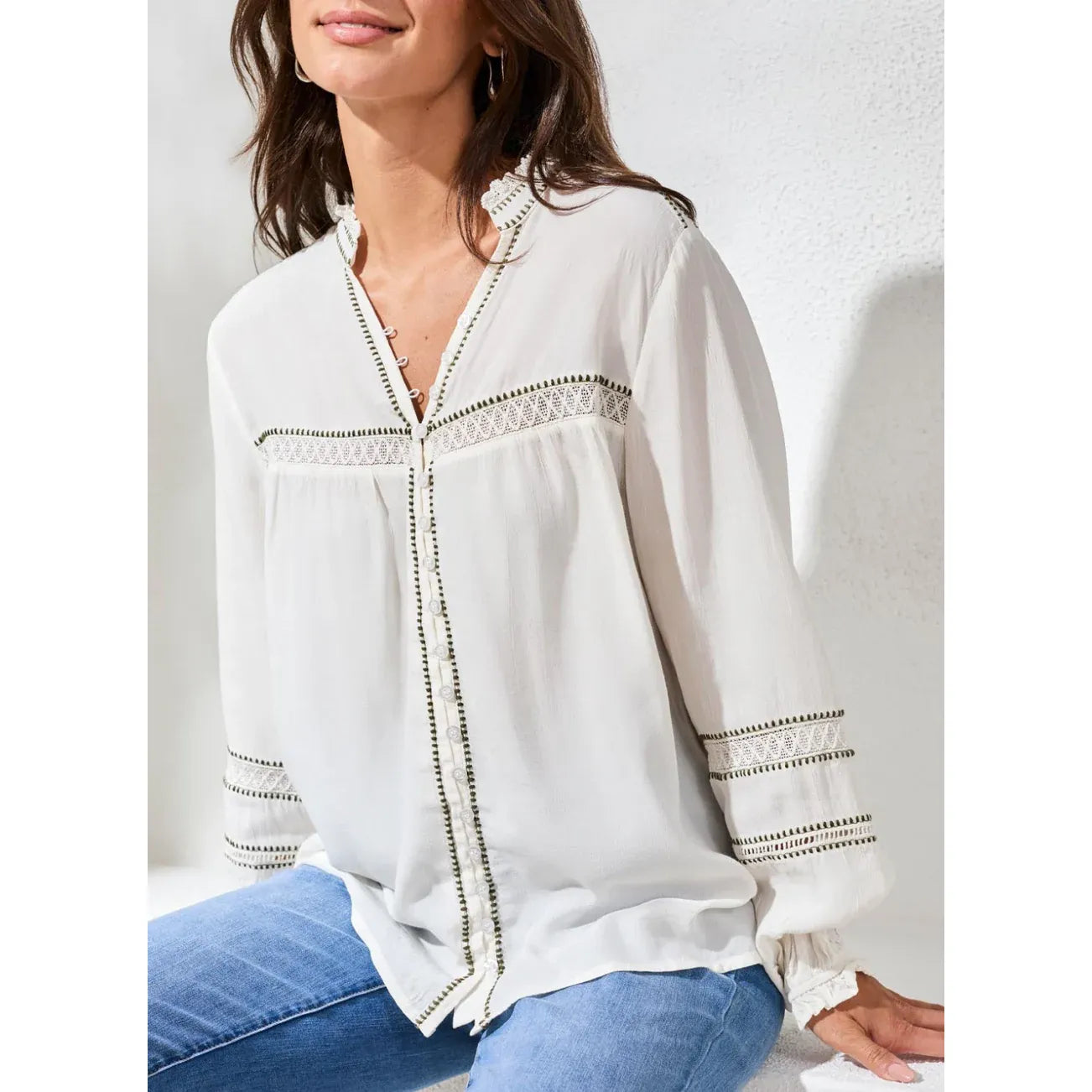 Button Front Novelty Blouse - Zinnias Gift Boutique