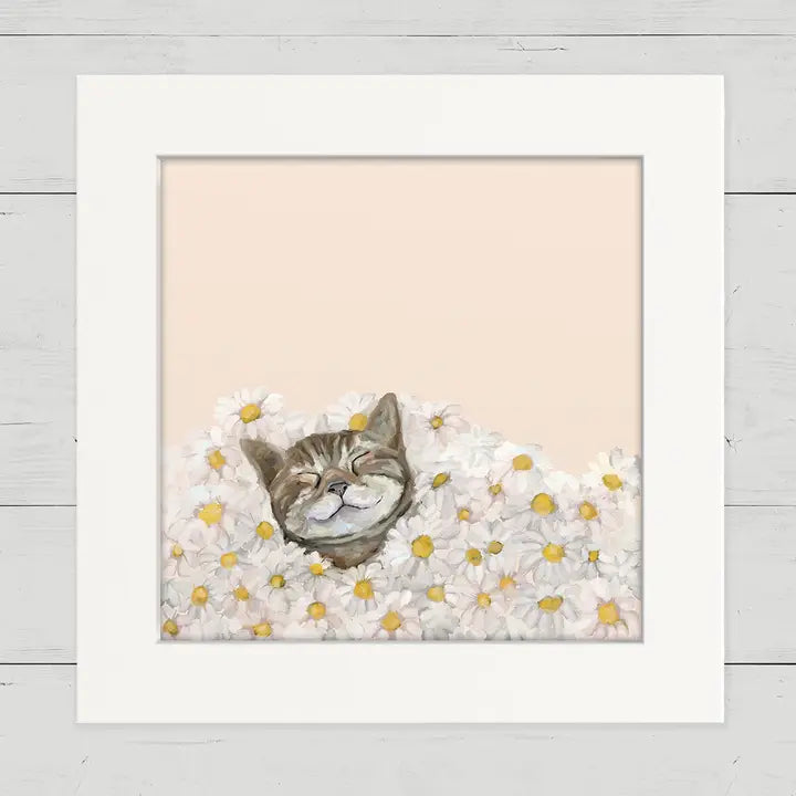 Happy As A Cat in Daisies Happy Square - Zinnias Gift Boutique