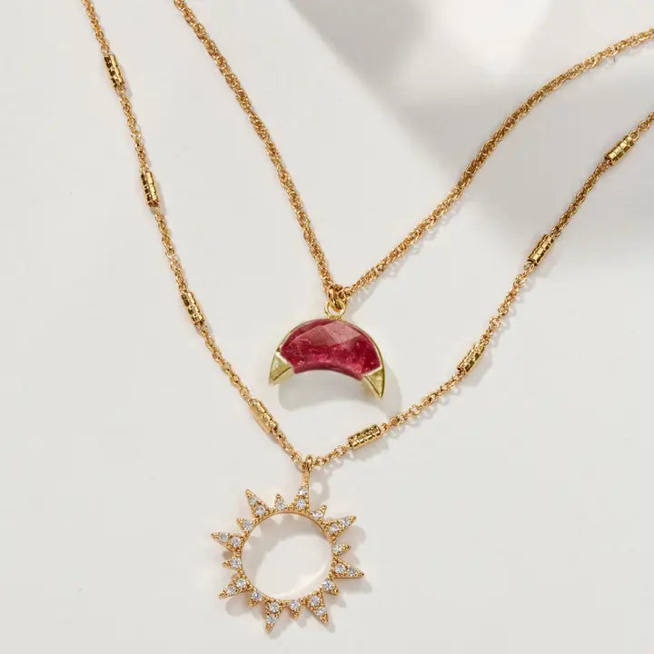 Live By the Sun, Love By the Moon Necklace Set- Ruby