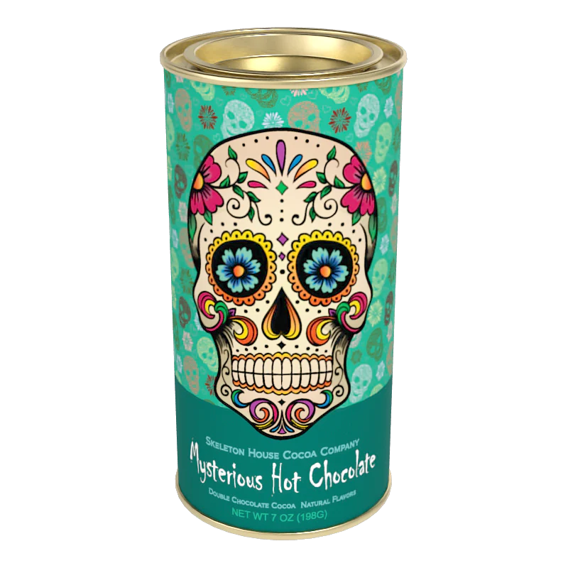 McSteven&#39;s Skeleton House &quot;Mysterious&quot; Chocolate Cocoa (7oz Round Tin) - Zinnias Gift Boutique