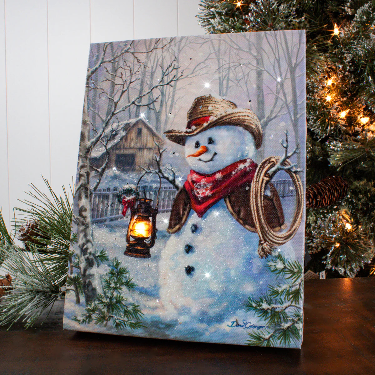 Cowboy Snowman Mini Lighted - Zinnias Gift Boutique