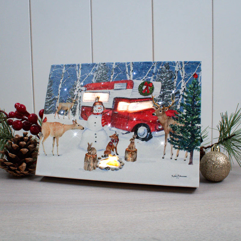 Mini Lighted Easel Back 8x6 Christmas Campout