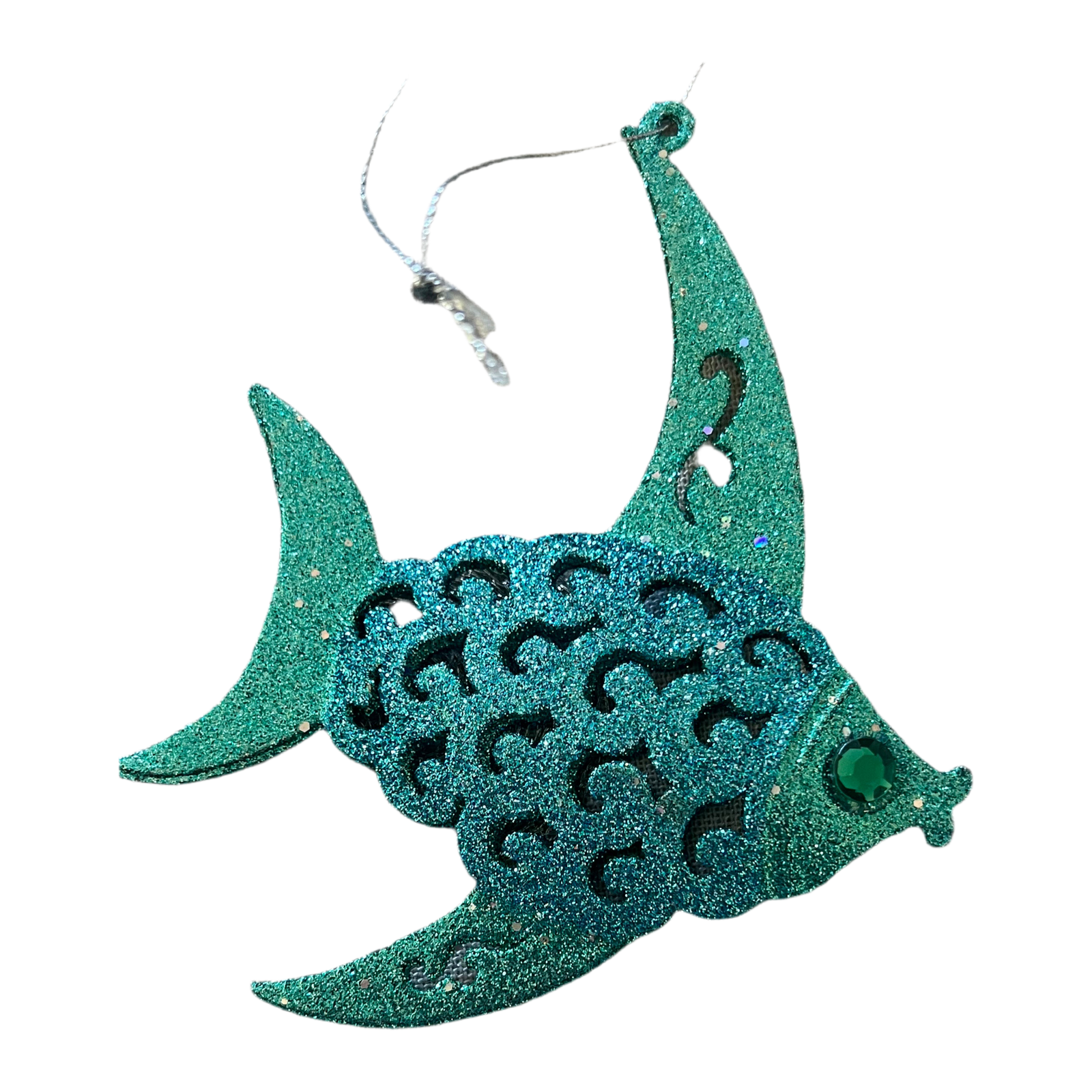 Glitter embellished fish ornament - Zinnias Gift Boutique