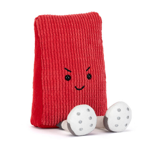 Jellycat Amuseables Sports Fowla Red stuffed animal, soft plush toy with bright red feathers and playful design.