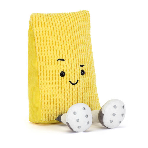 Jellycat Amuseables Sports Warni yellow card plush stuffed animal with soft, cuddly fabric and sports-themed design.