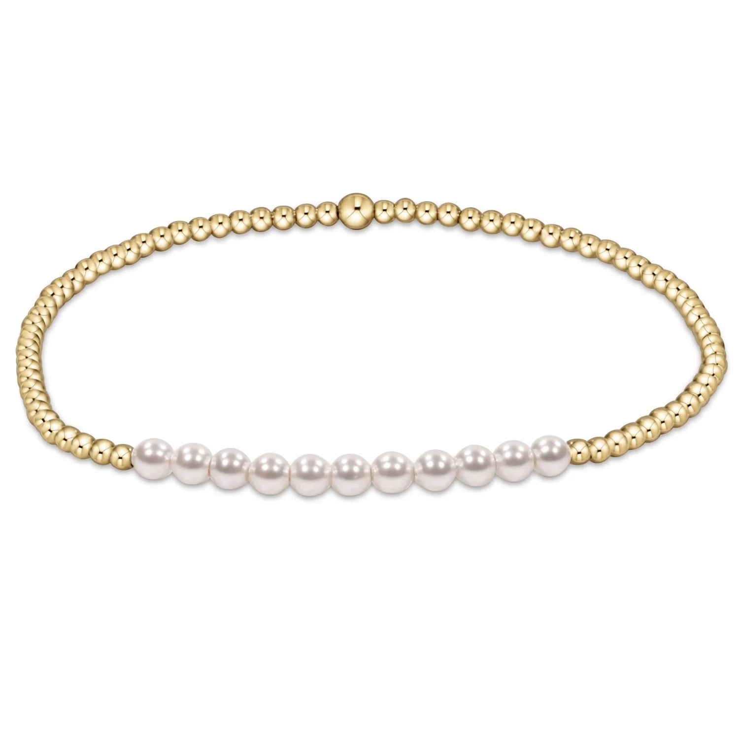 gold bliss 2mm bead bracelet - pearl - Zinnias Gift Boutique