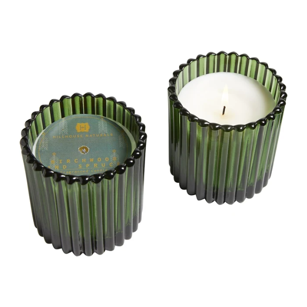 Birchwood &amp; Spruce Candle in Green Decorative Glass 7oz.