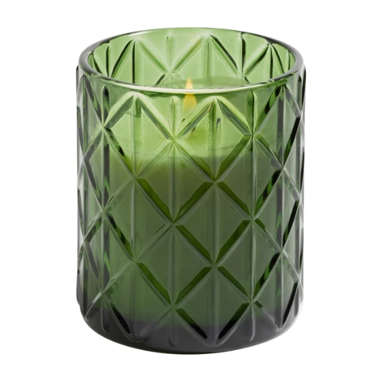 Birchwood & Spruce Candle in Green Decorative Glass 15oz. - Zinnias Gift Boutique