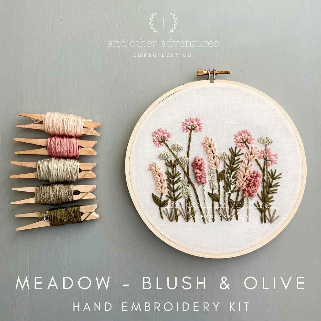 Embroidery Kit - Meadow in Blush &amp; Olive