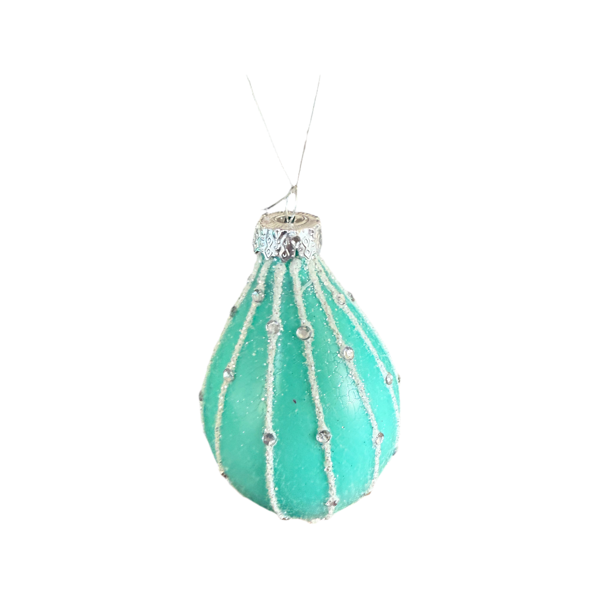 Turquoise Rhinestone Teardrop Ornament - Zinnias Gift Boutique