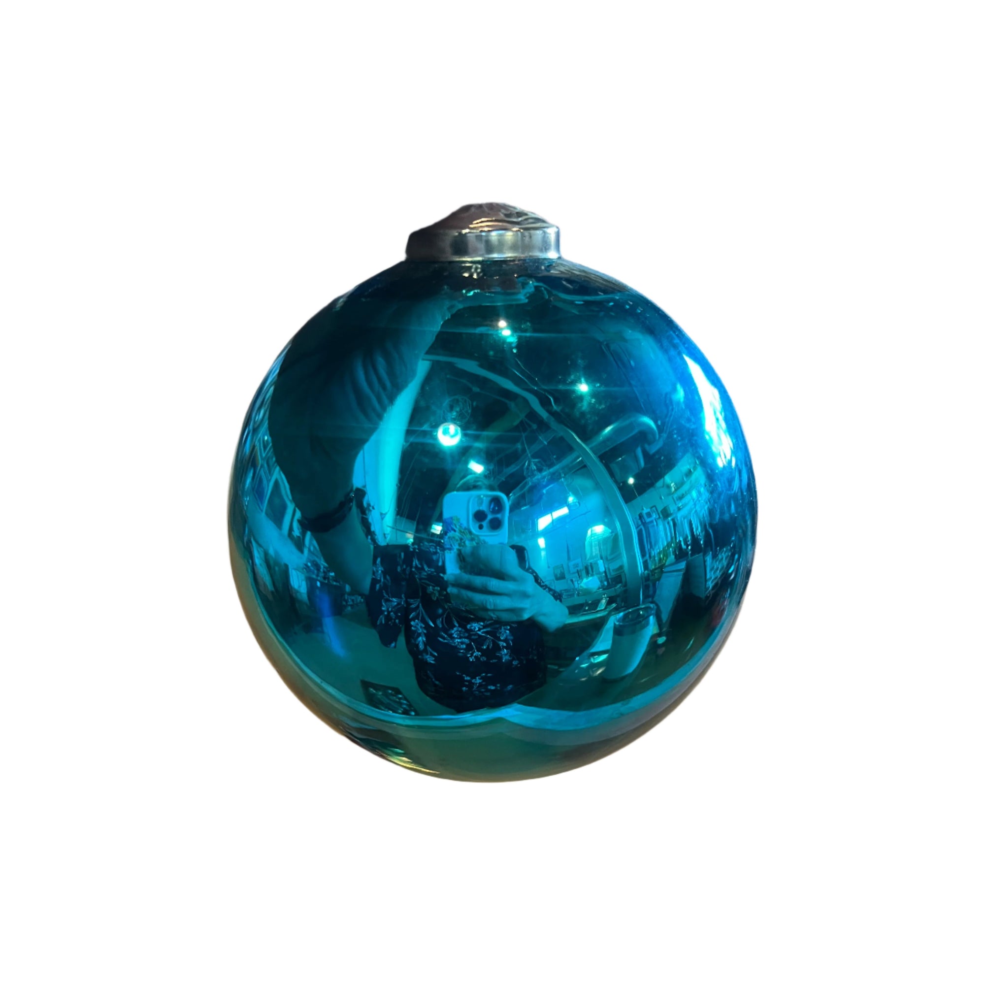 Turquoise Glass Orb Ornament - Zinnias Gift Boutique