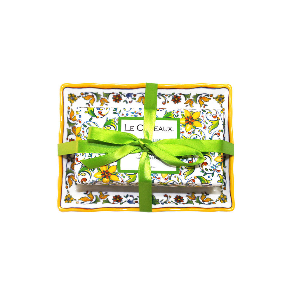 Zest of Lime Bar Soap &amp; Soap Dish Gift Set - Zinnias Gift Boutique