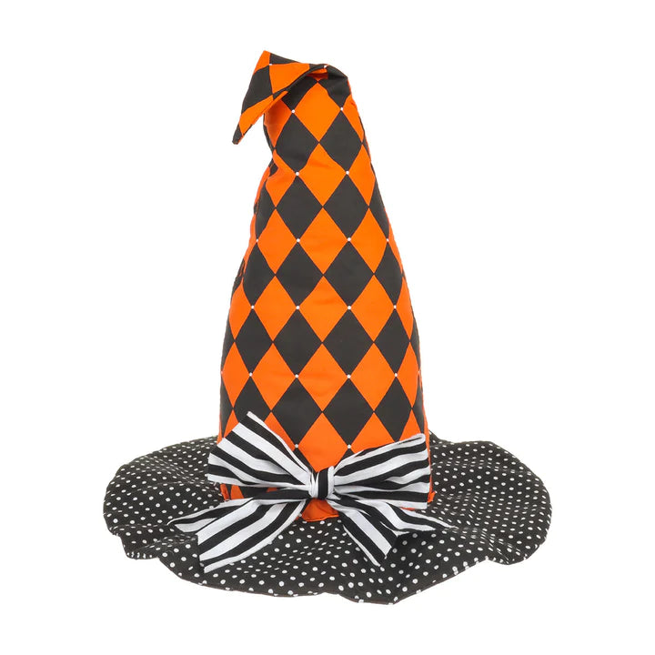 HARLEQUIN FABRIC WITCH HAT - Zinnias Gift Boutique