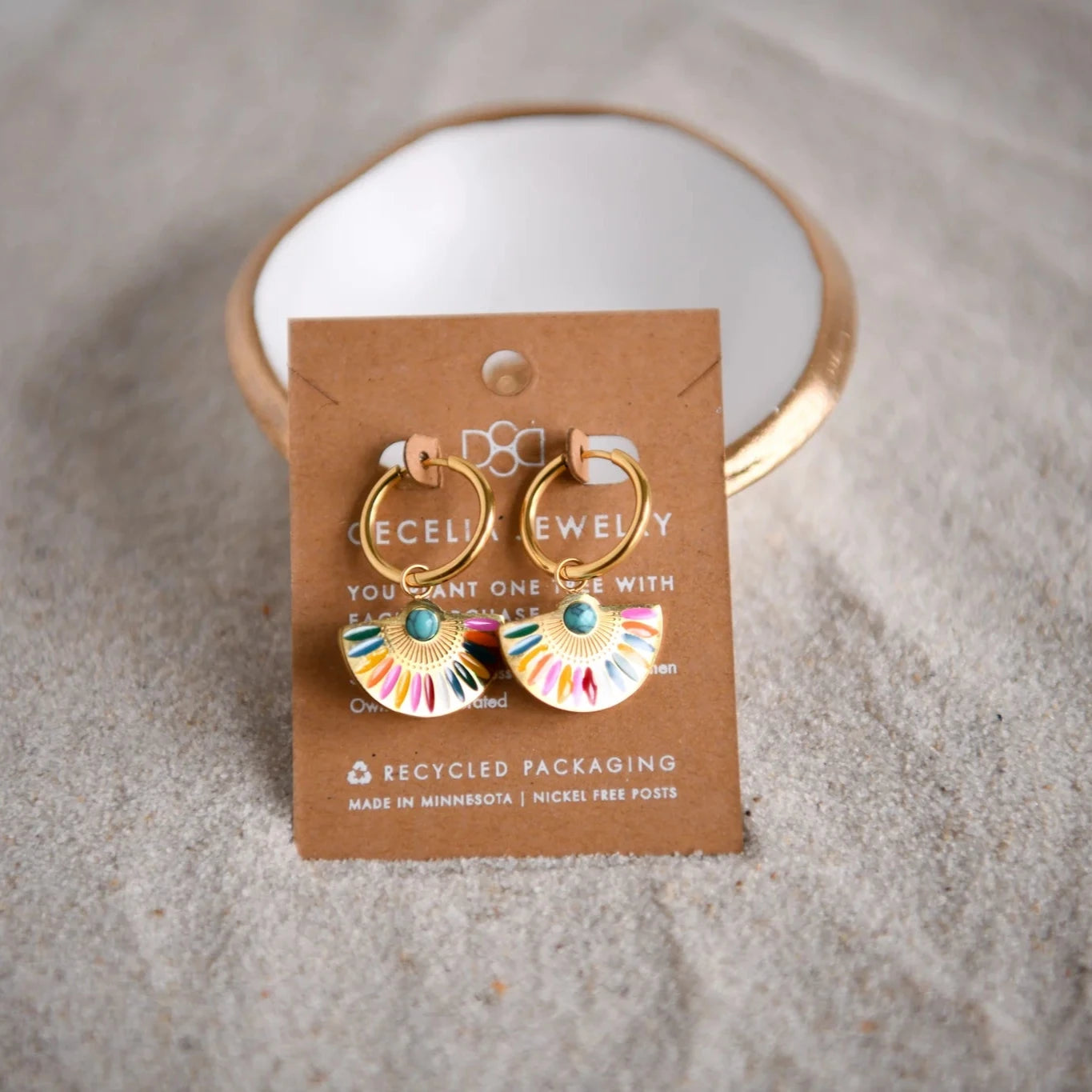 Water Resistant Stainless Steel Earrings Colorful Enamel - Zinnias Gift Boutique