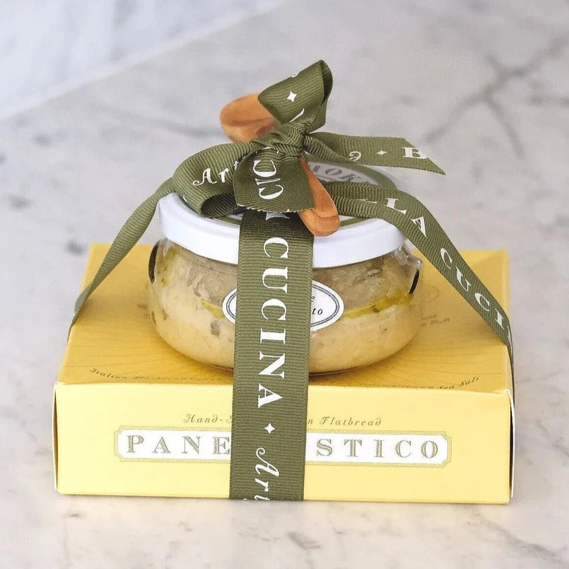 Dressed Pane & Artichoke Pesto with Olivewood knife - Zinnias Gift Boutique