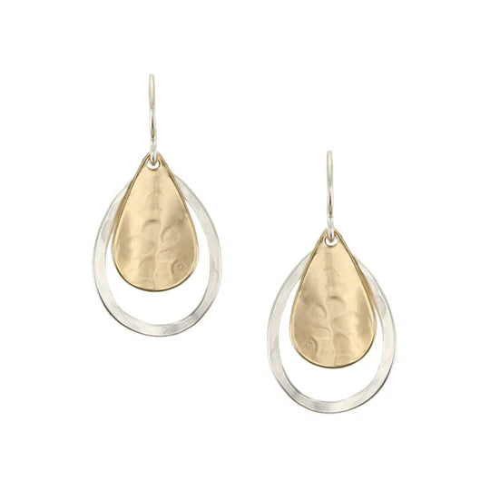 Curved Teardrop and Teardrop Rings Wire Earrings - Zinnias Gift Boutique