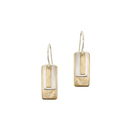 Small Layered Rectangles Wire Earrings - Zinnias Gift Boutique
