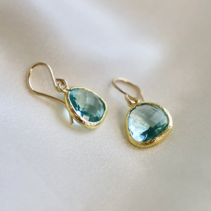 Medium Aquamarine Bezel Earrings - Zinnias Gift Boutique