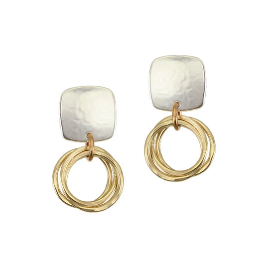 Square with Ring Bunch Post Earrings - Zinnias Gift Boutique