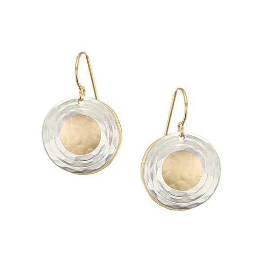 Medium Textured Ring and Disc Wire Earrings - Zinnias Gift Boutique
